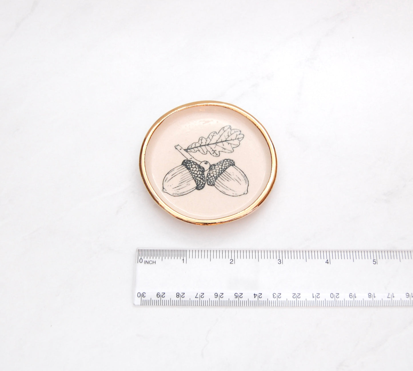 Acorns with Leaf: Tiny Decor Dish (3”)