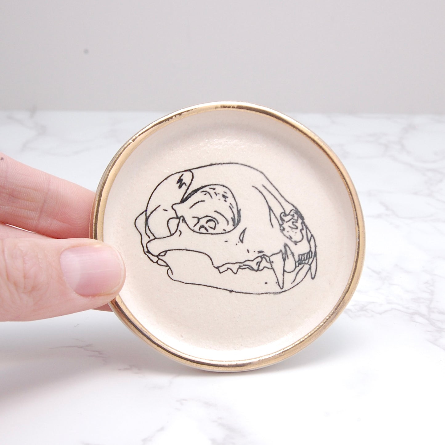 Cat Skull Profile: Tiny Decor Dish (3”)