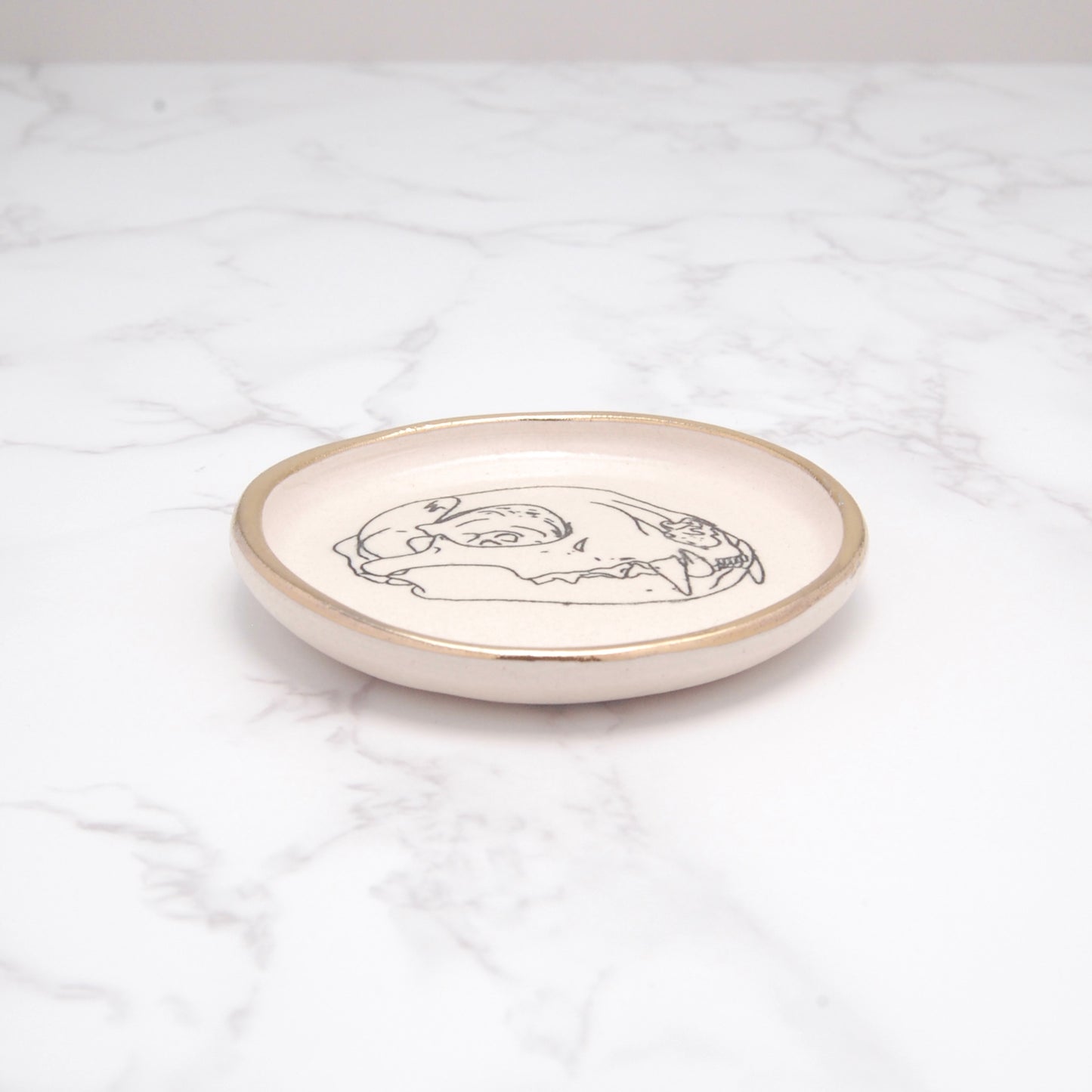 Cat Skull Profile: Tiny Decor Dish (3”)