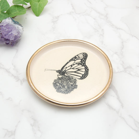 Monarch Butterfly with Milkweed Flower: Decor Dish (4”)