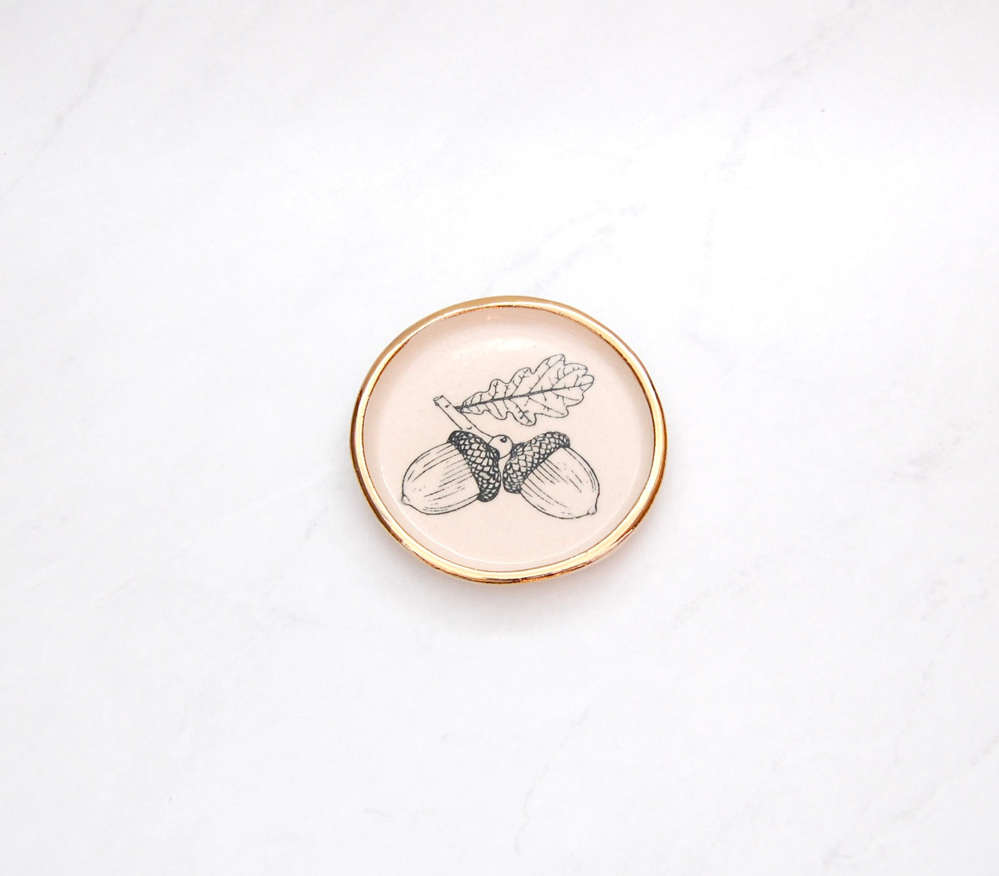 Acorns with Leaf: Tiny Decor Dish (3”)