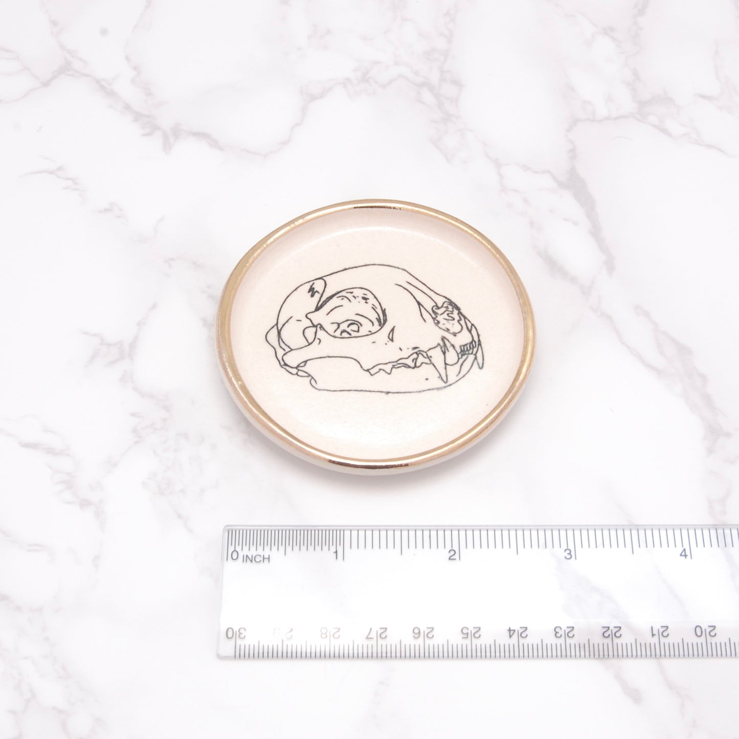 Cat Skull Profile: Tiny Decor Dish (3”)