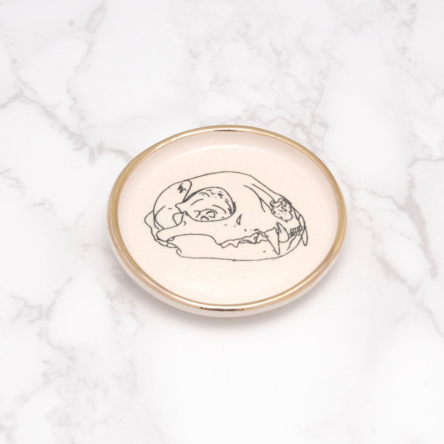 Cat Skull Profile: Tiny Decor Dish (3”)