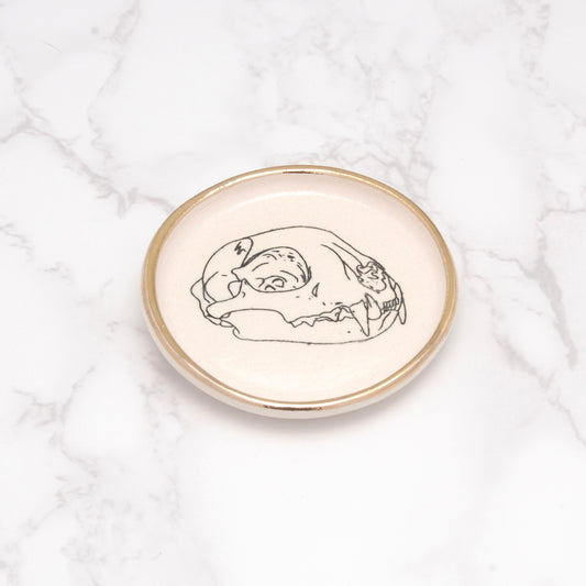 Cat Skull Profile: Tiny Decor Dish (3”)